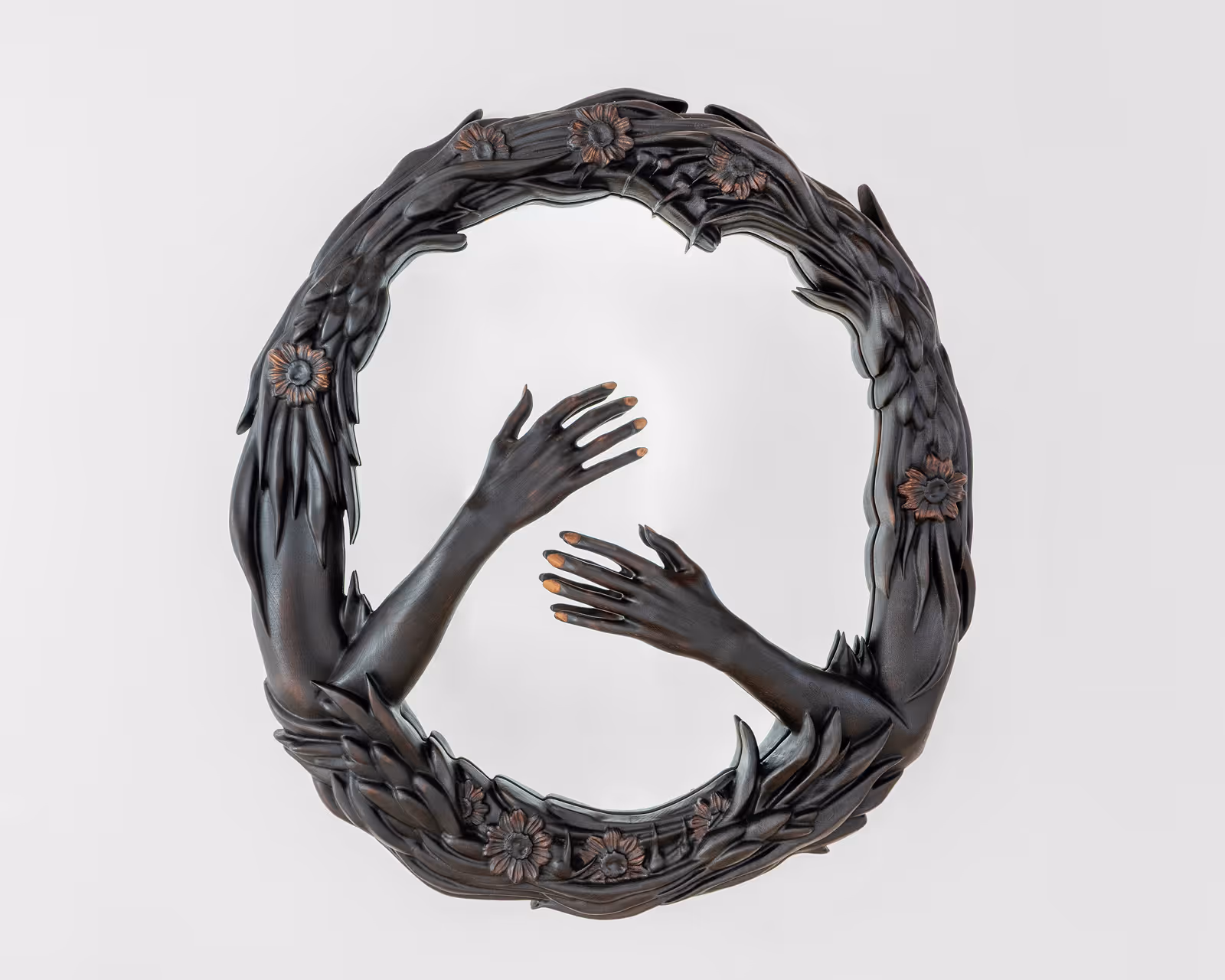 Hands in Garden Mirror