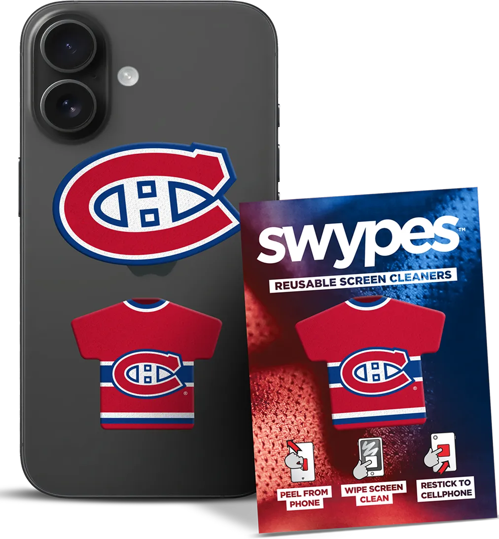 A phone case with a hockey jersey sticker on it.