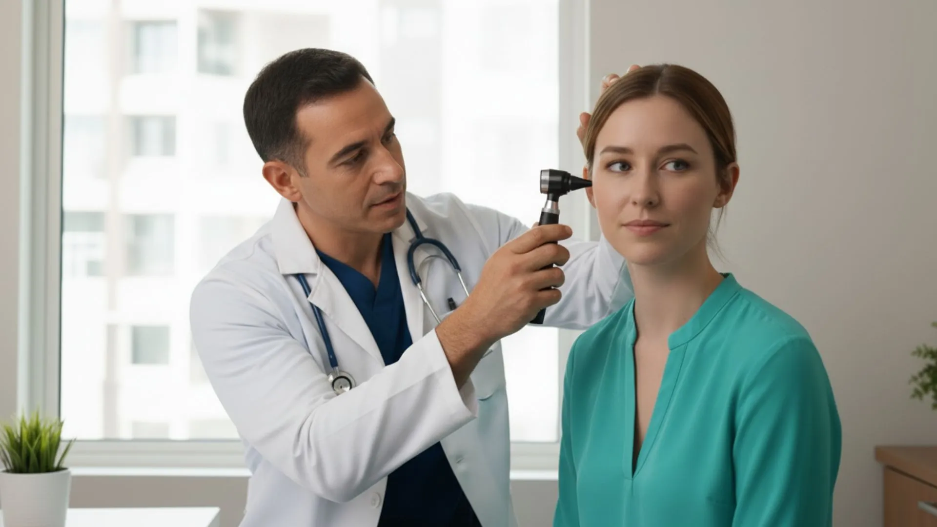 Doctor consulting a woman about ENT medication support from Thesis Pharmacy