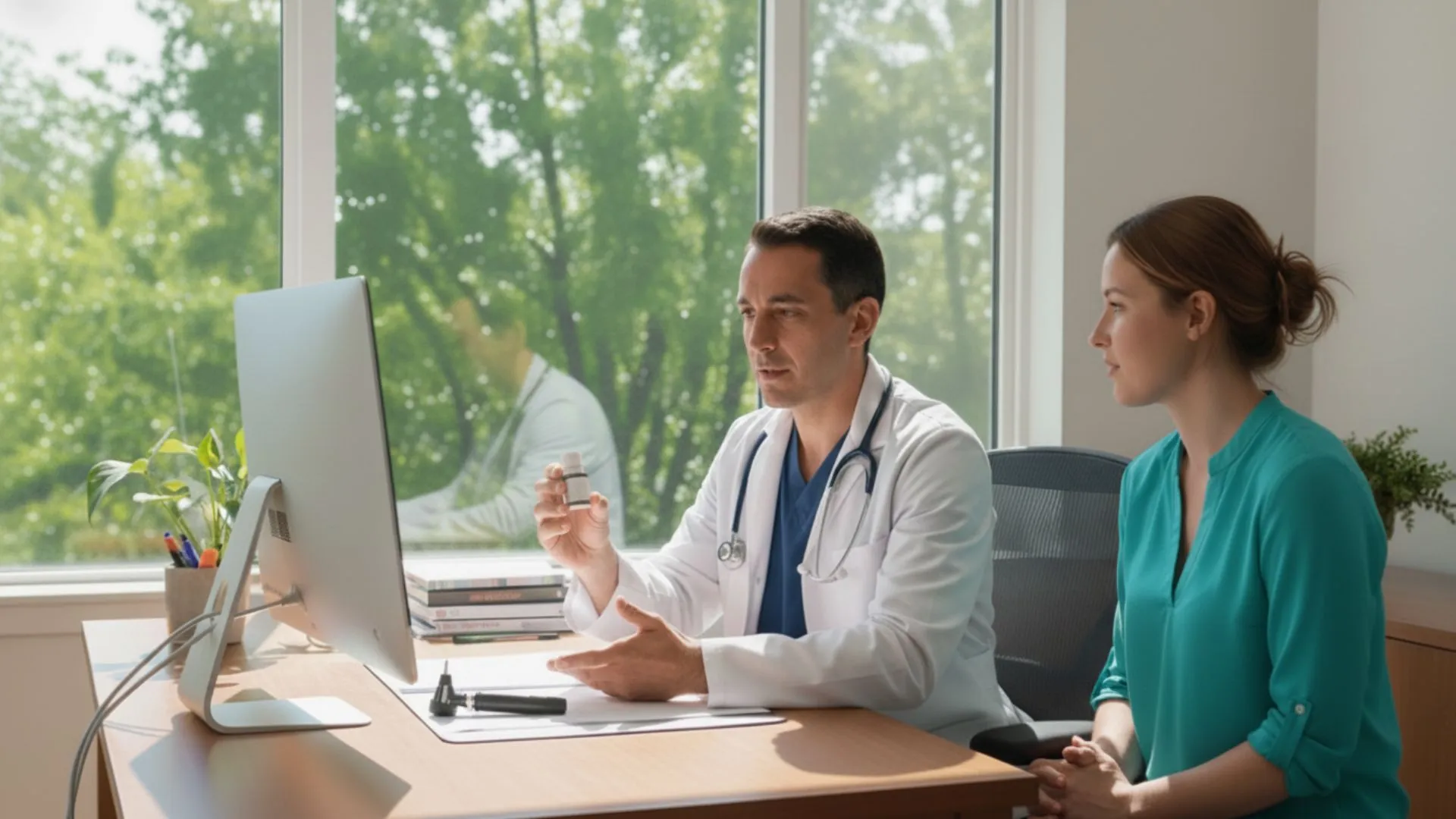 Doctor explaining medication for ENT compound care at Thesis Pharmacy