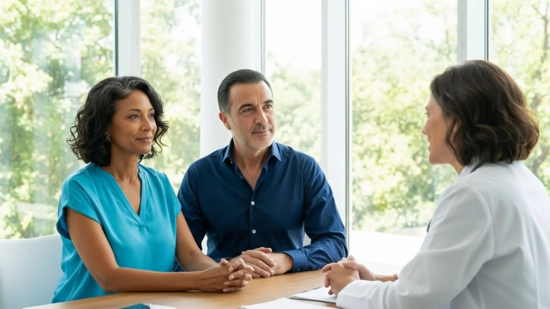 Doctor consulting a couple about longevity wellness care at Thesis Pharmacy