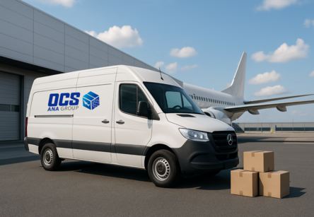 International express transport van with plane