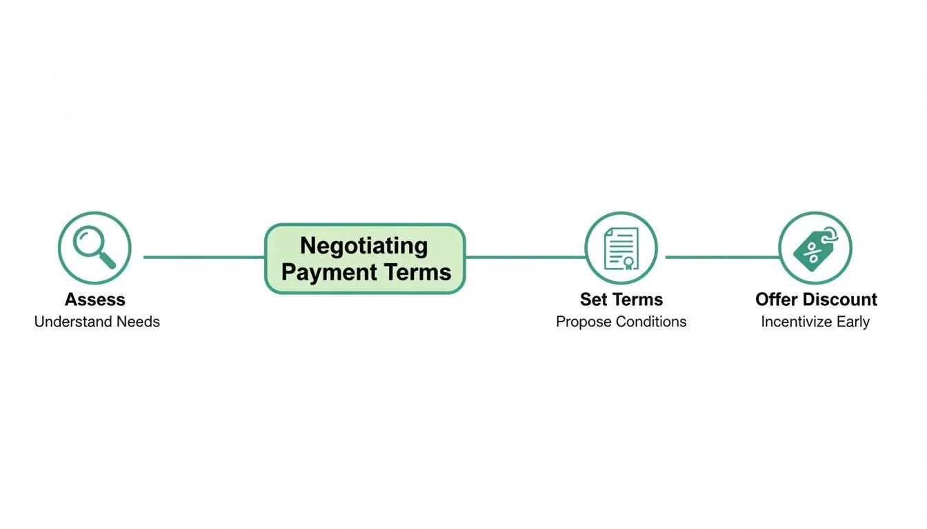 A process diagram illustrating the key steps in negotiating payment terms effectively.