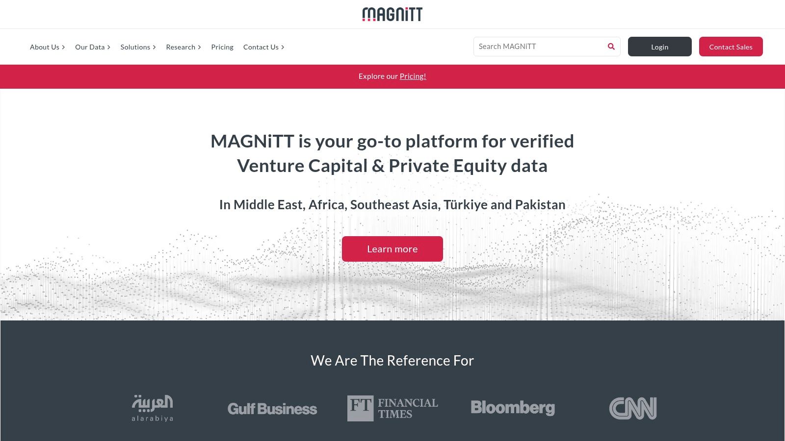Screenshot of the MAGNiTT platform showing its analytics dashboard and search filters.