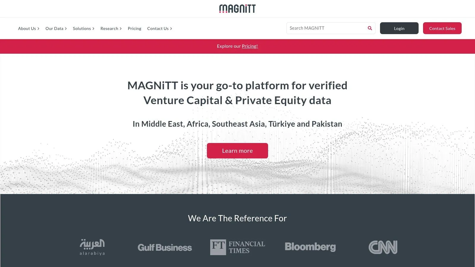 Screenshot of the MAGNiTT platform showing its analytics dashboard and search filters.
