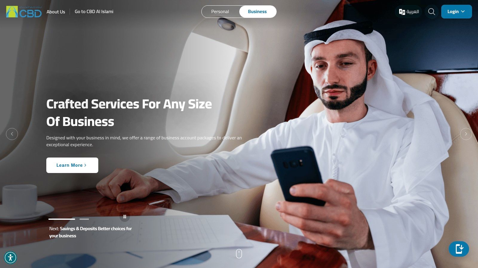 A business professional in a meeting, representing strategic financial partnerships and banking support.