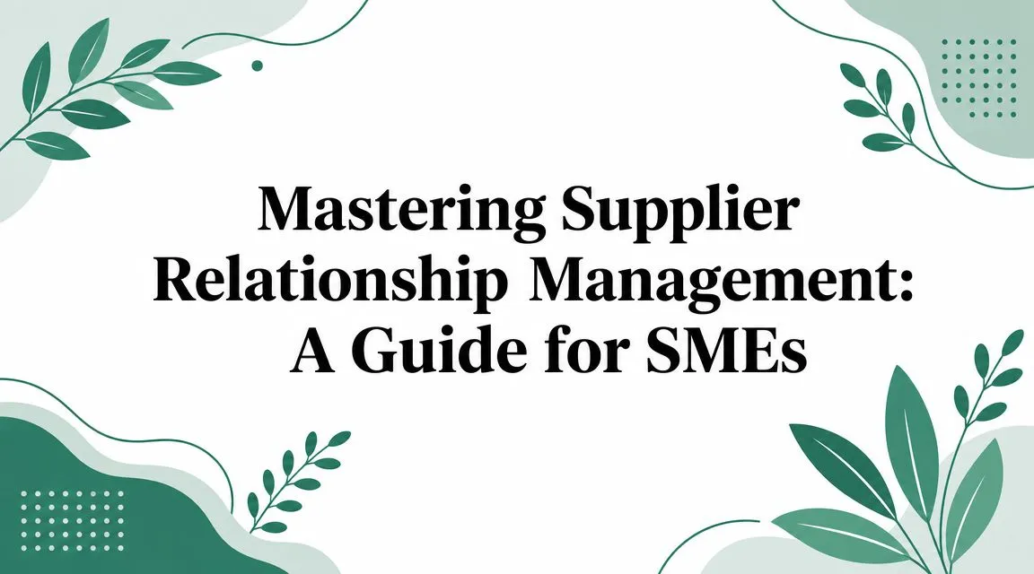 Mastering Supplier Relationship Management: A Guide for SMEs