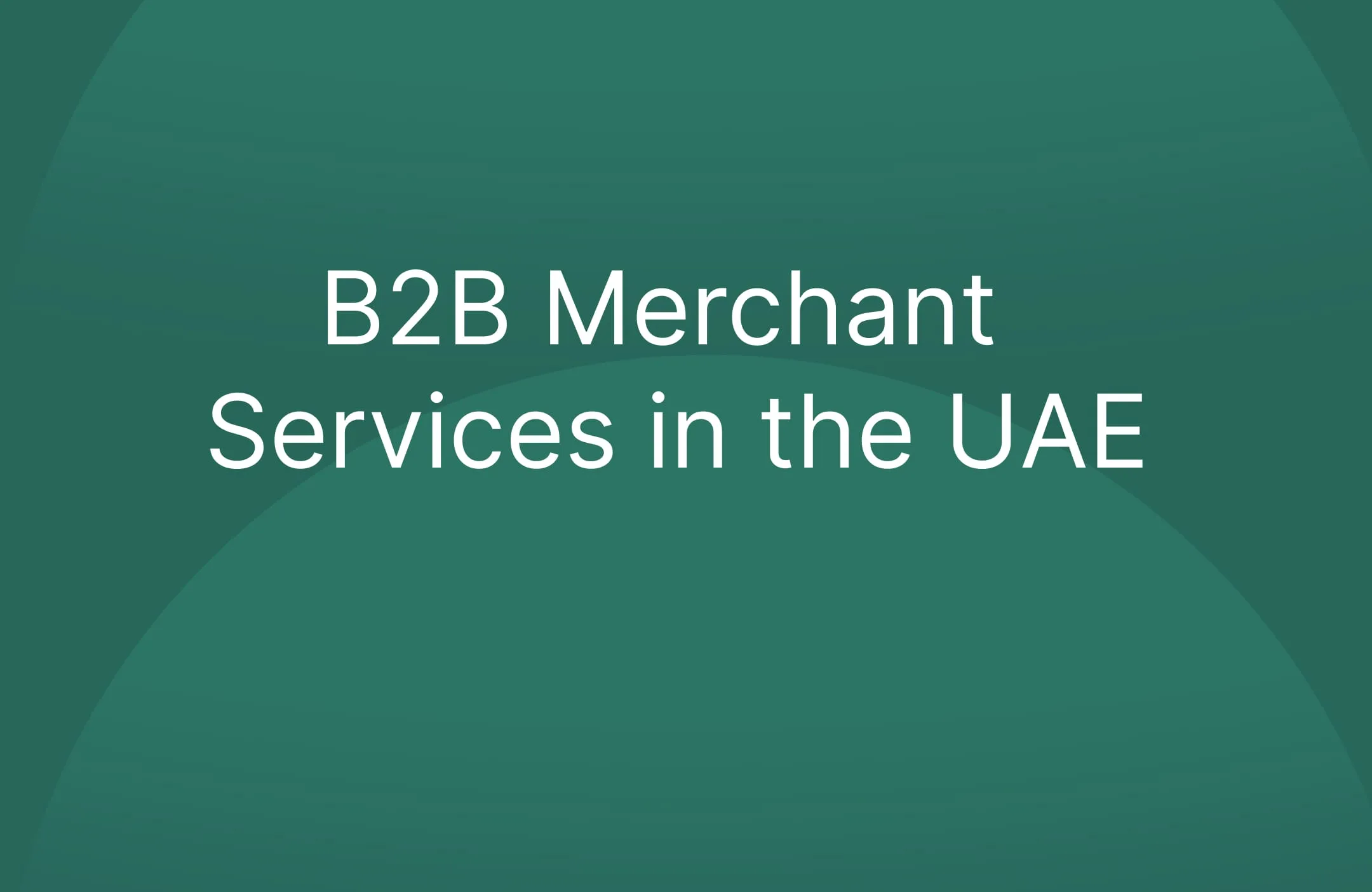 B2B Merchant Services in the UAE