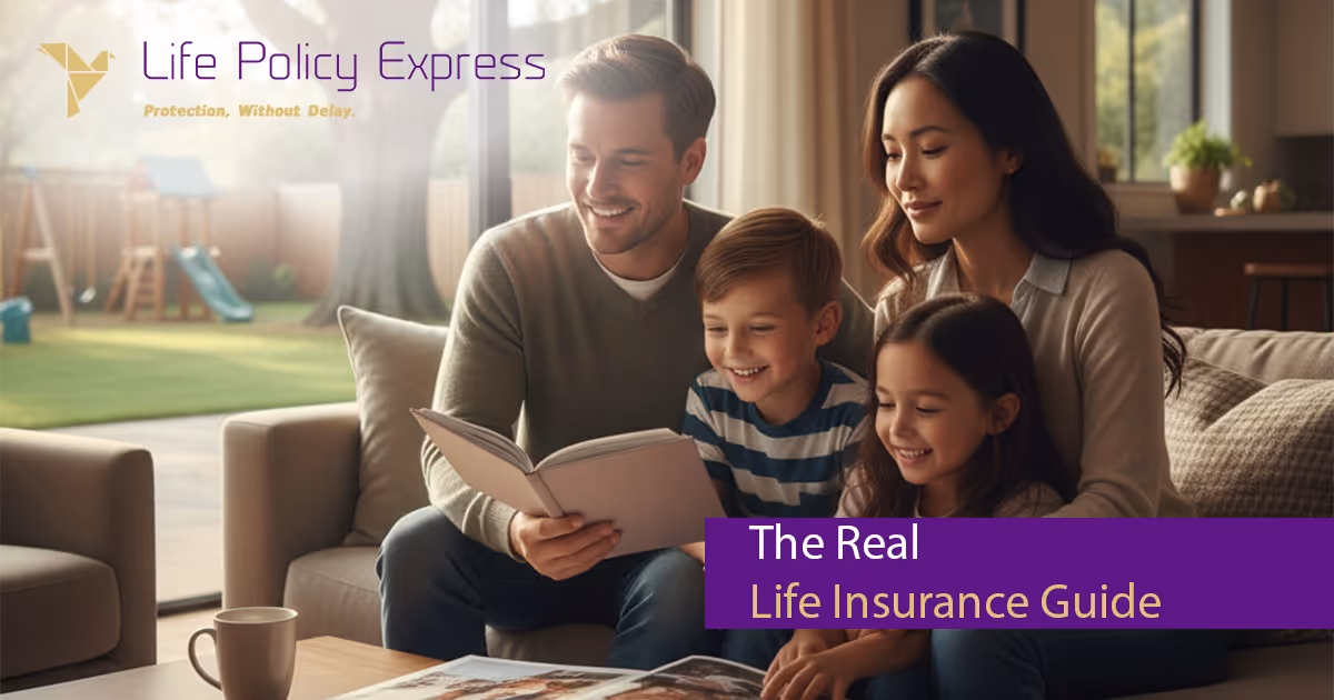 A smiling family meets with a licensed life insurance agent at a sunlit kitchen table, discussing financial protection and family security with warmth and trust.