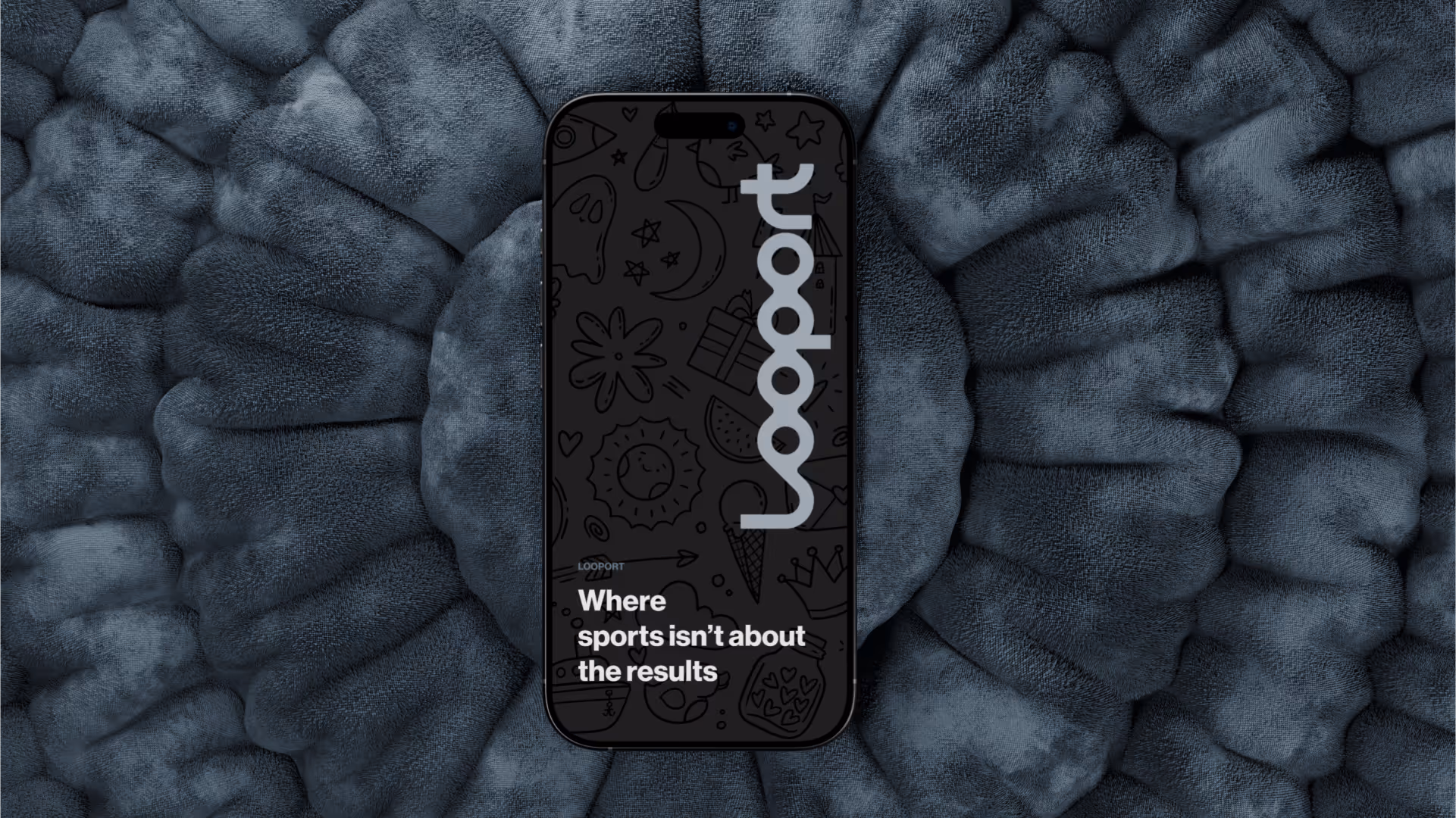 Vizualizace vizuální identity pro značku looport, mobilní mockup