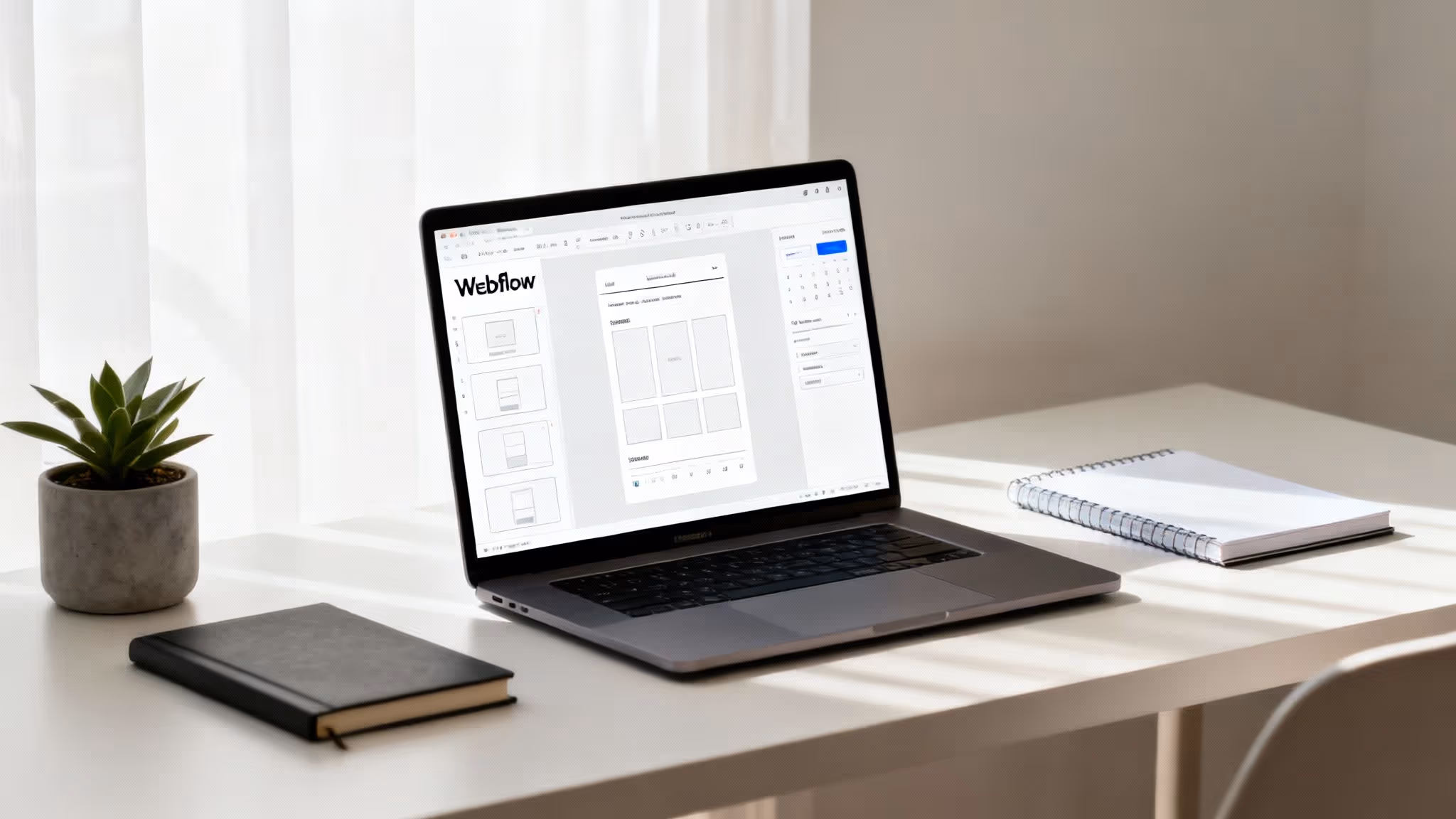 Vývojář pracující ve Webflow na webové stránce na míru
