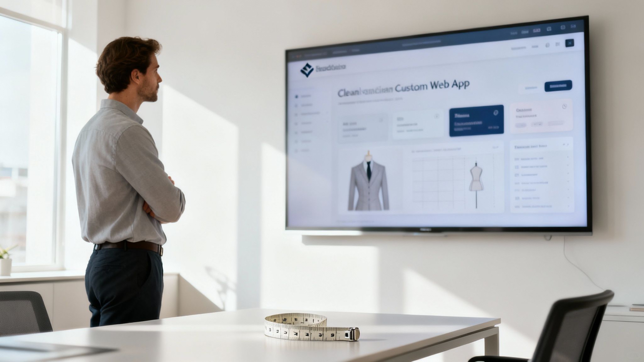 Žena pracující na notebooku a plánující strategii pro webovou aplikaci na míru