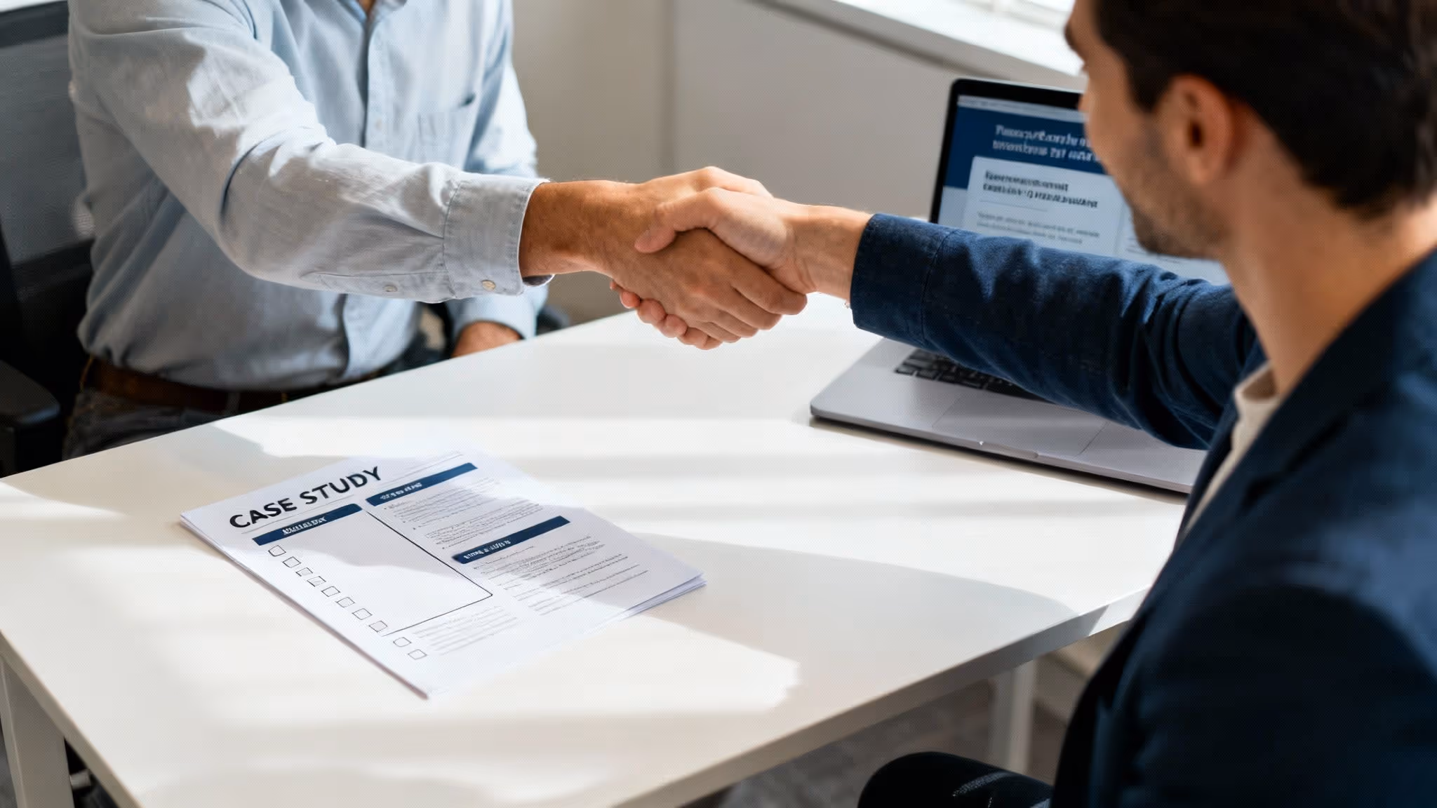 Tým diskutující nad plány projektu webové aplikace na míru u stolu