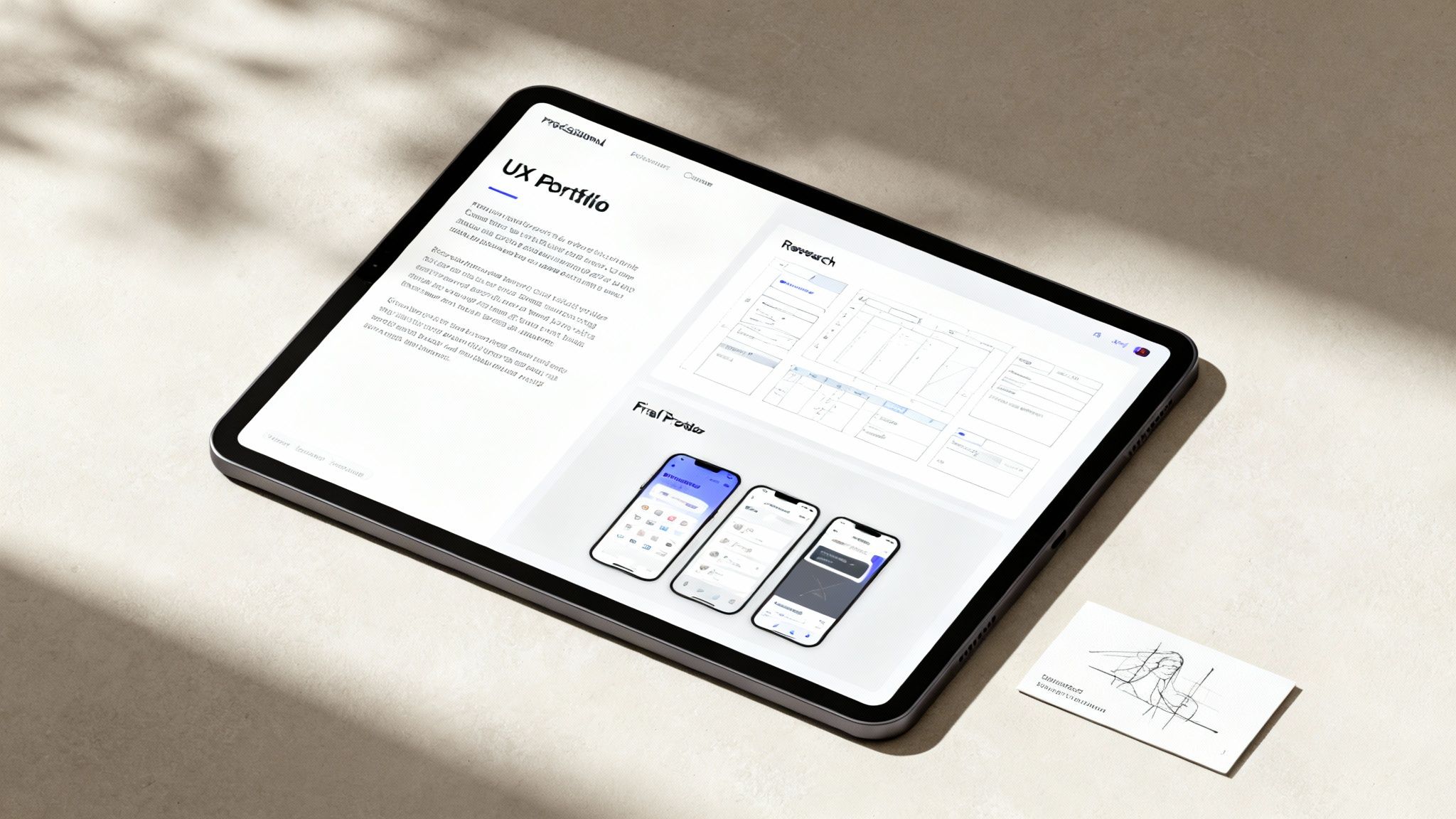 Detailní pohled na UX design proces na obrazovce počítače