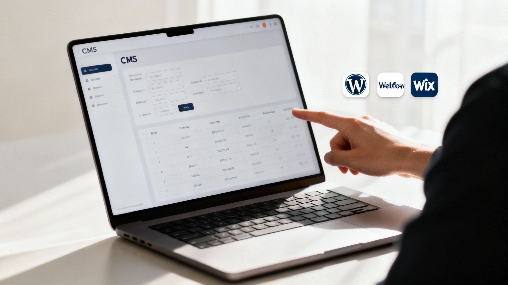 Žena vybírá technologickou platformu na tabletu