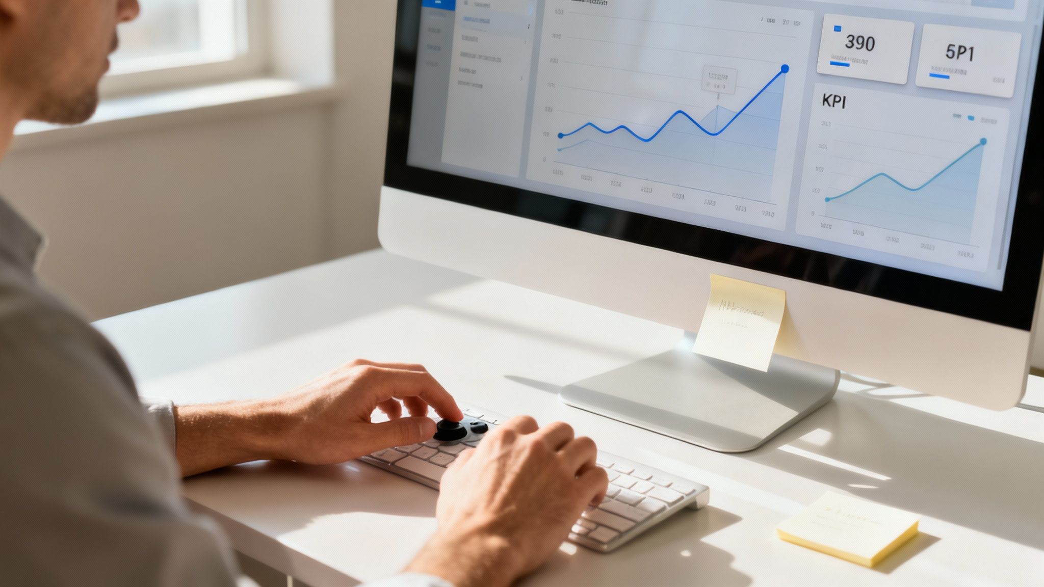 Infografika s grafy a metrikami pro měření úspěšnosti webu