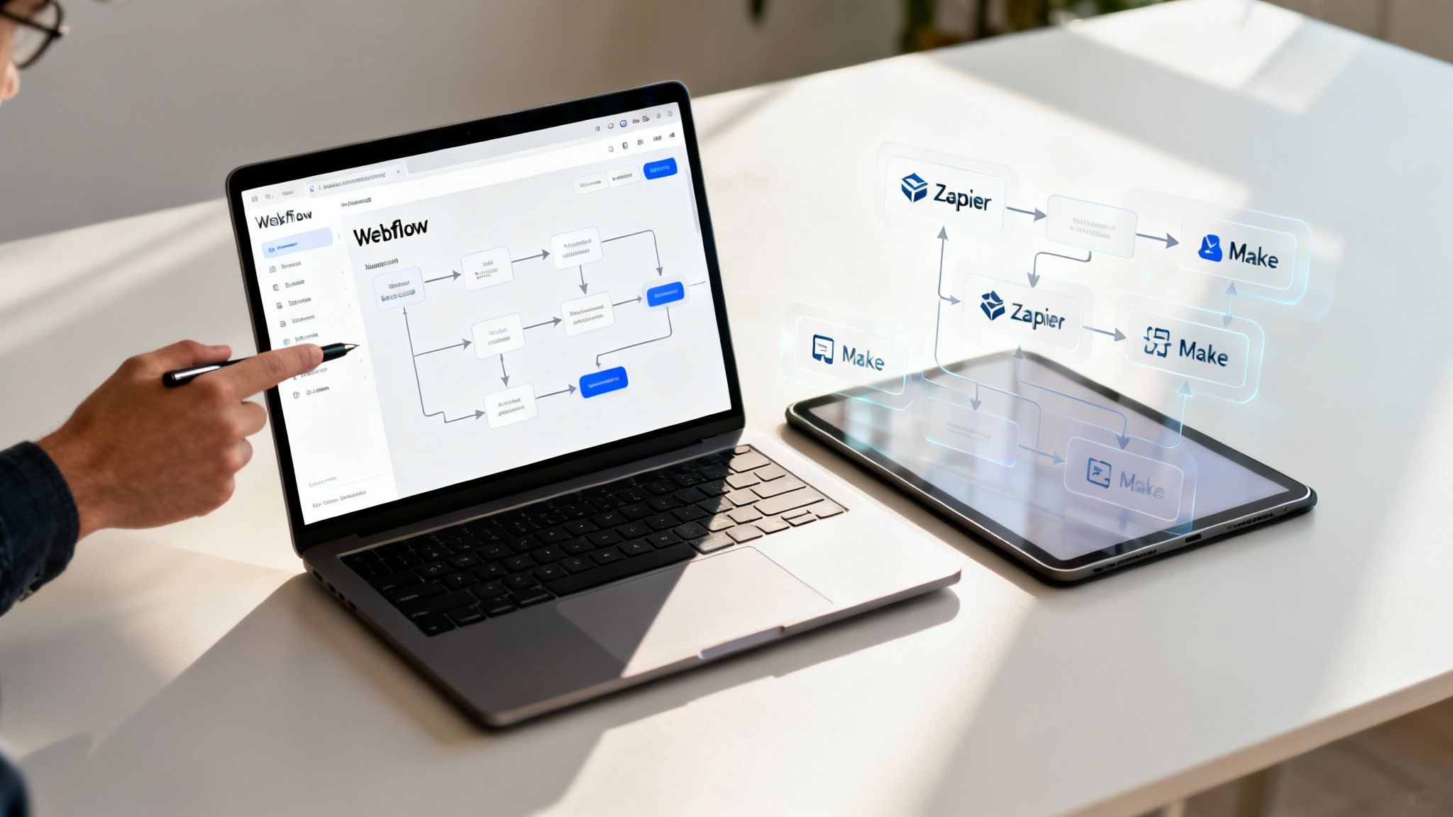 Tým Oldfriend spolupracující na správě webu na platformě Webflow