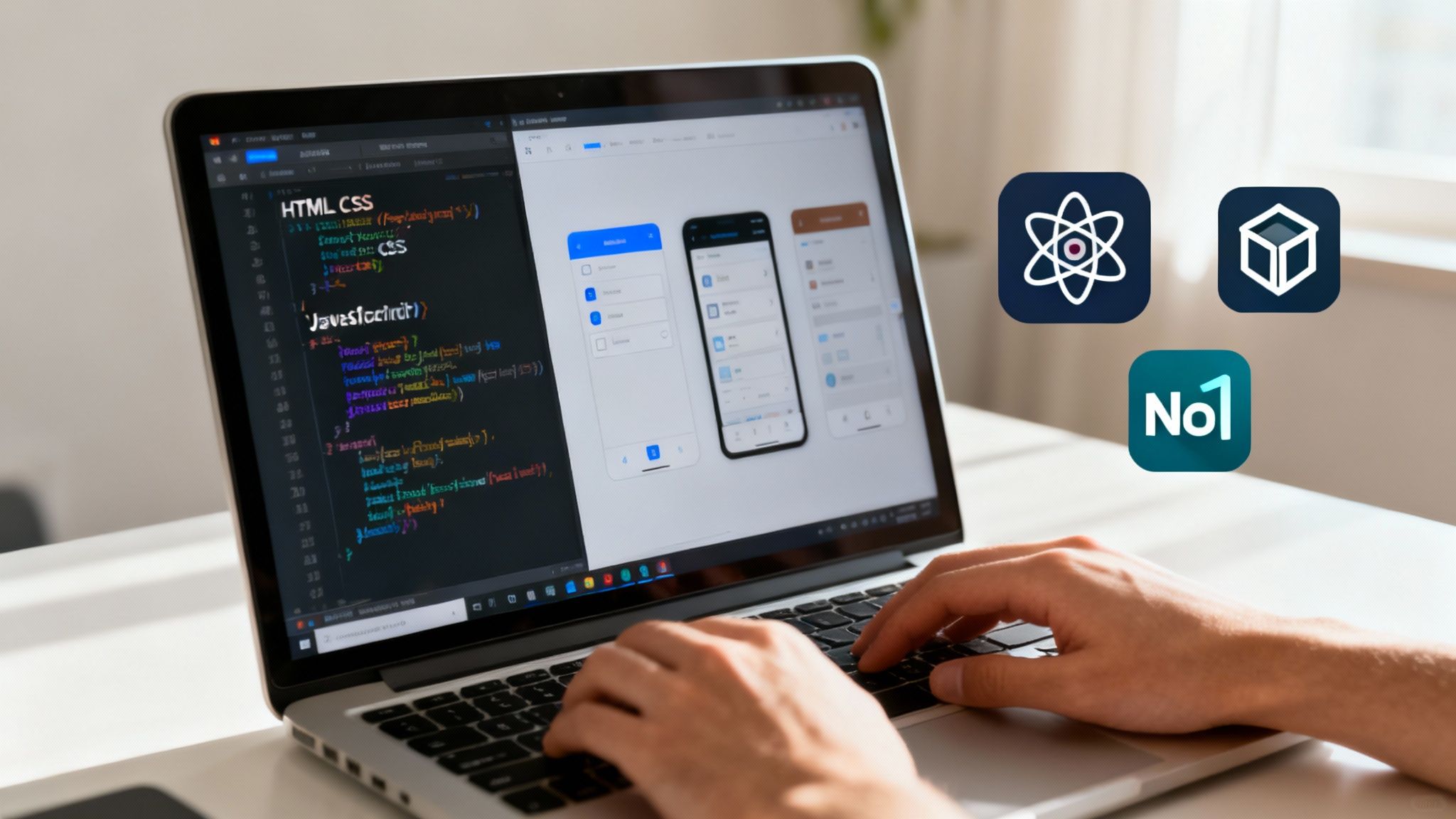 Skupina vývojářů pracujících na projektu webových stránek v moderní kanceláři