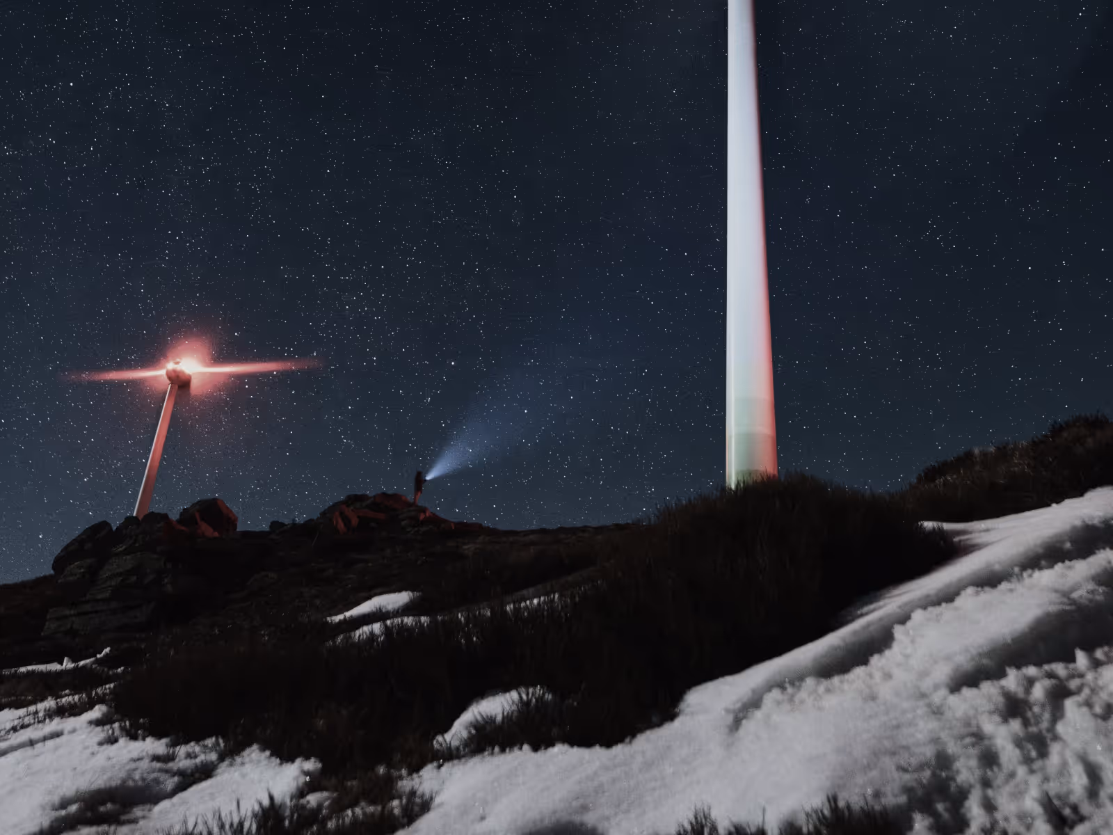 Night search under wind mills