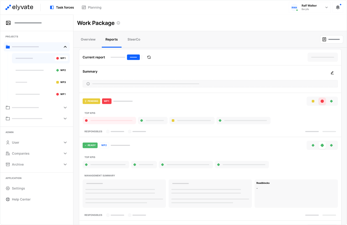 elyvate Report: incomplete work package report