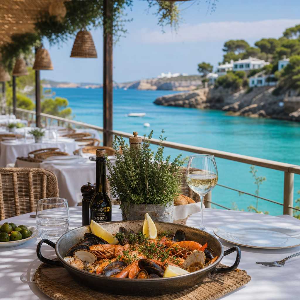 Waterfront restaurant terrace with Mediterranean Sea views and fresh seafood dining