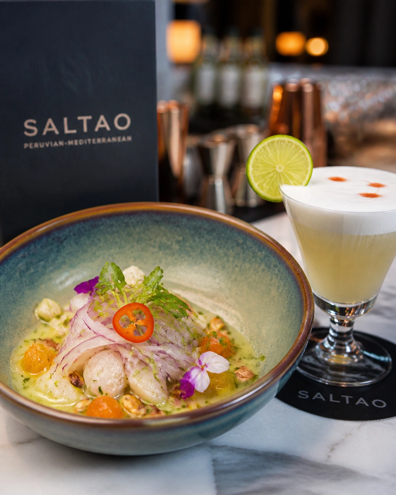 A vibrant Peruvian-Mediterranean fusion dish at Saltao