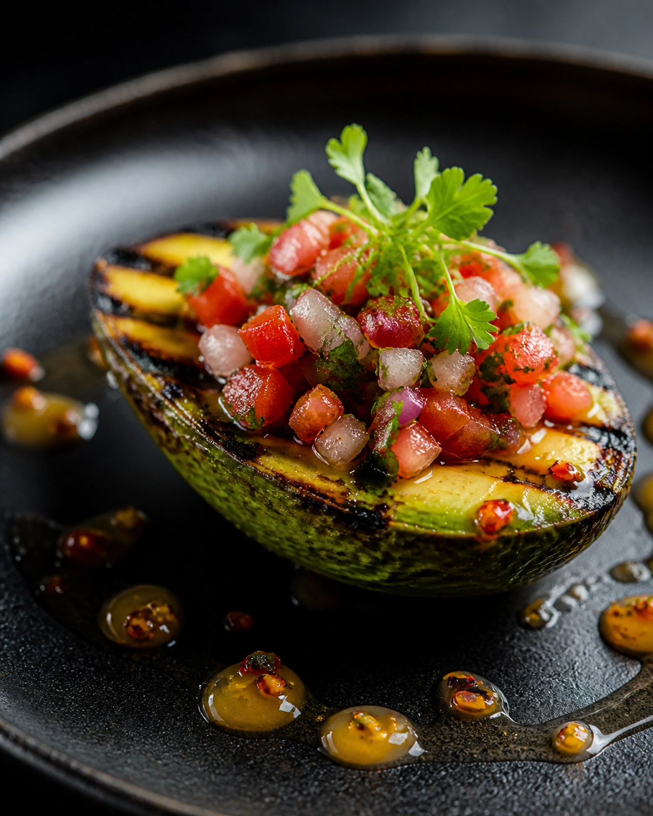 The signature grilled avocado: A masterclass in charcoal-infusion and texture