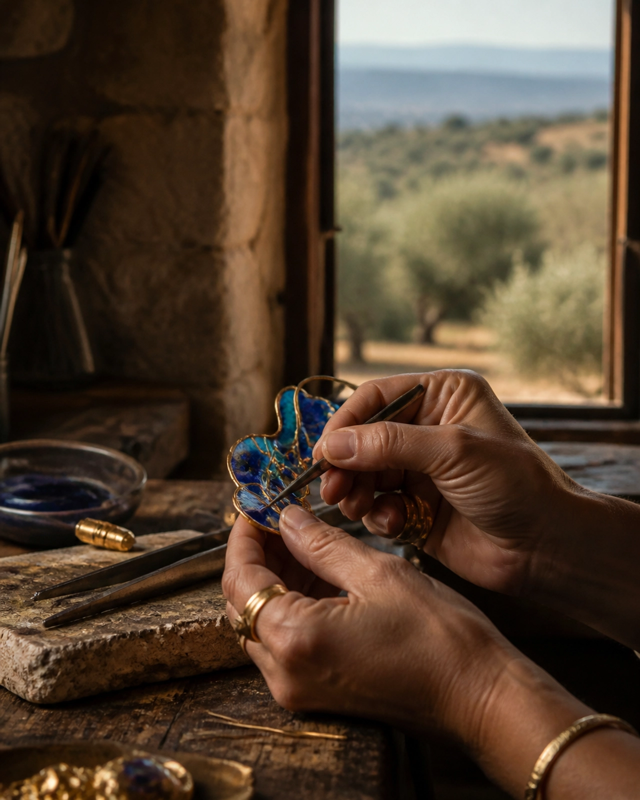 A close-up of the artisanal process, reflecting the level of craft seen in the LOEWE residency.
