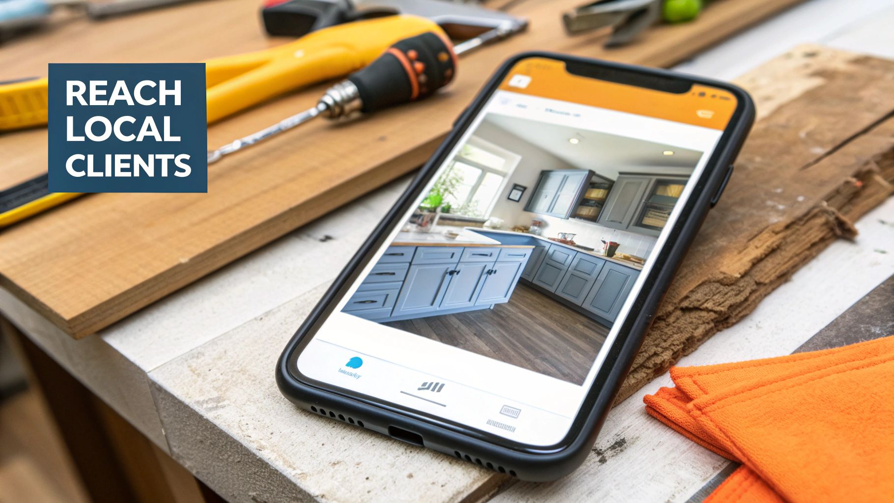 Builder reviewing project content on a tablet at a job site