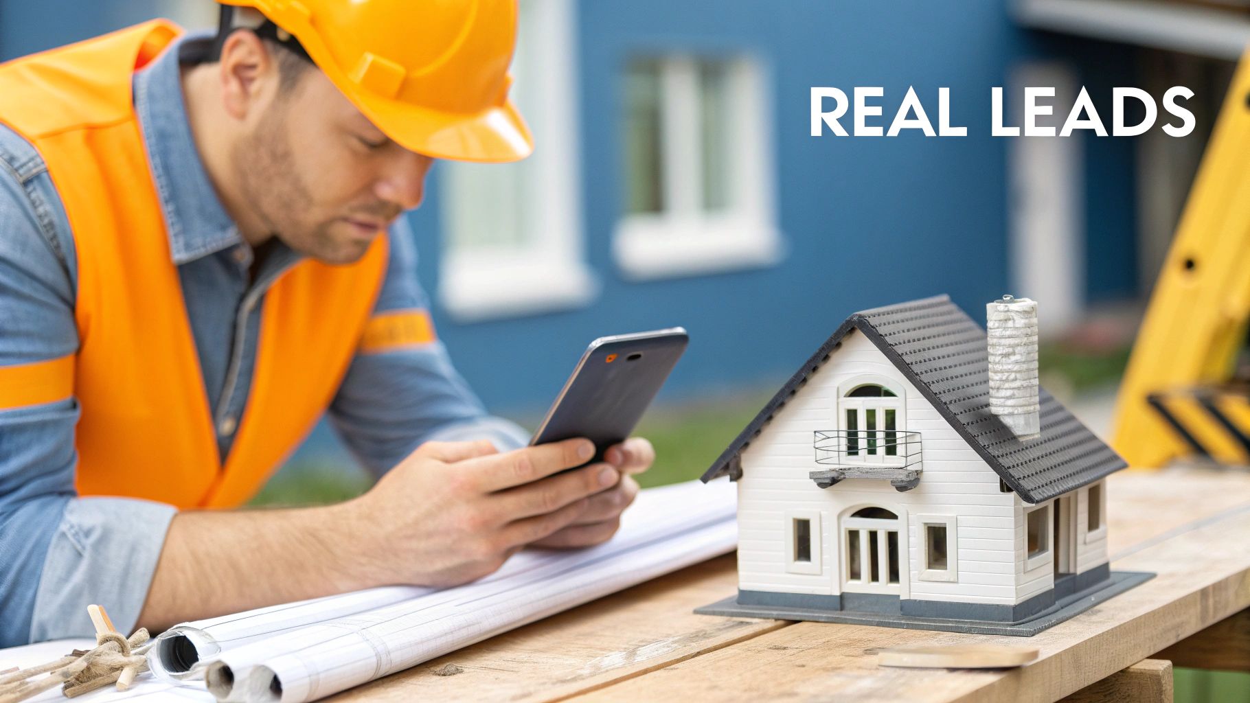 A builder discussing plans with a client inside a newly constructed home