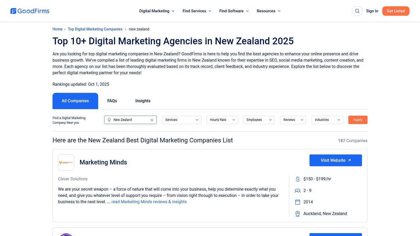 GoodFirms – Top Digital Marketing Companies in New Zealand