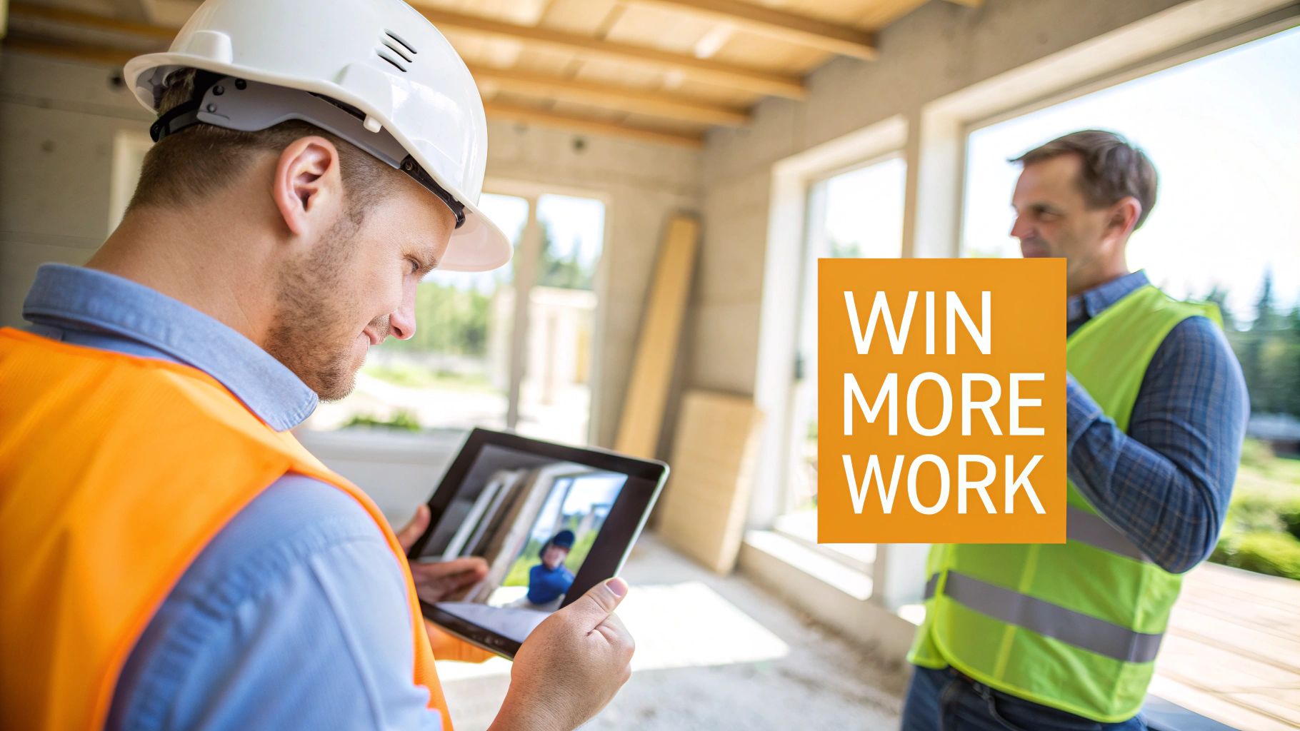 A construction worker being filmed on-site, demonstrating the craft of construction videography.