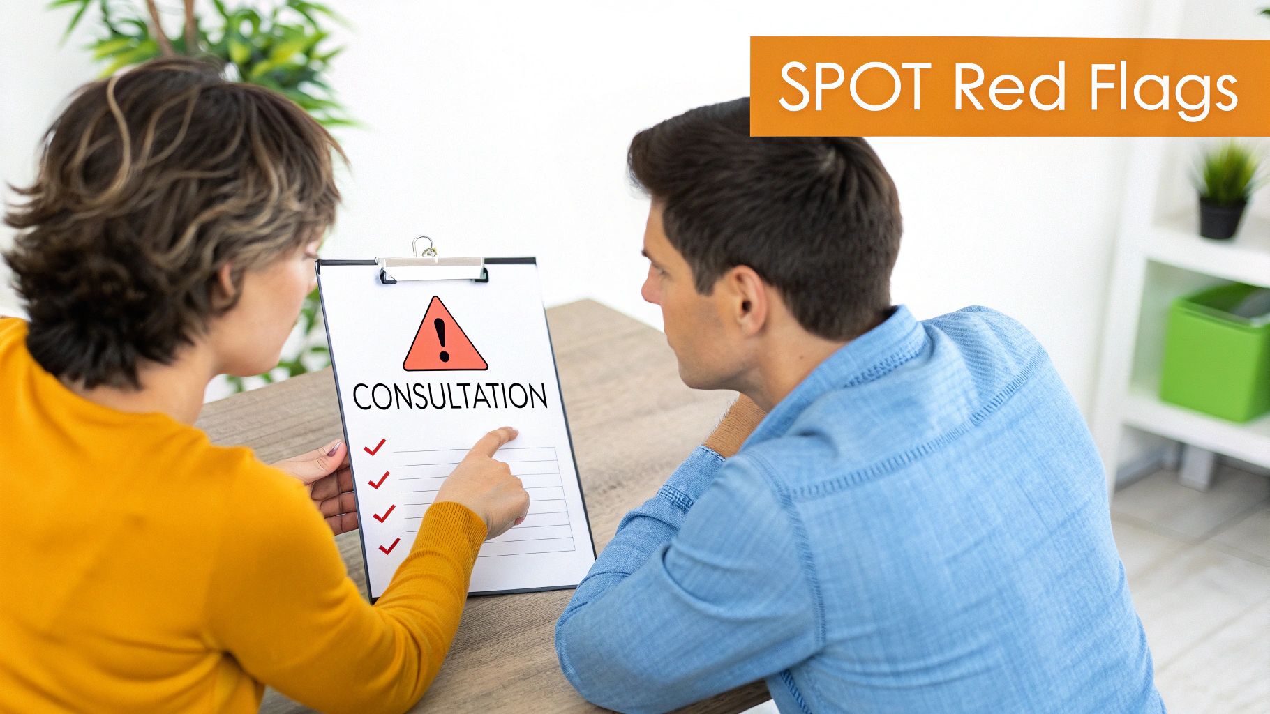 Two people in a professional consultation meeting