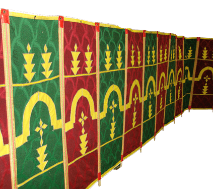 Tenture 1001 Nuits rouge, verte, jaune décoration événementielle à louer – Mon Décor à Louer 