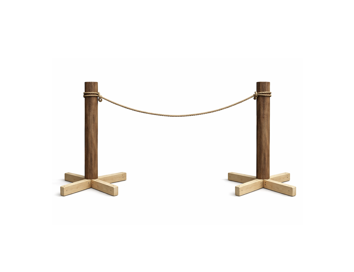 Potelet en bois ignifugés avec cordage, décor rustique et sécurisé pour thèmes Fort Boyard, Pirates, Western ou Médiéval – location Bordeaux.