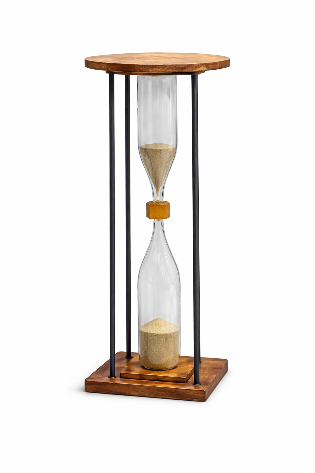 Sablier géant pour animation événementielle, élément décoratif et chronomètre visuel pour jeux et épreuves.