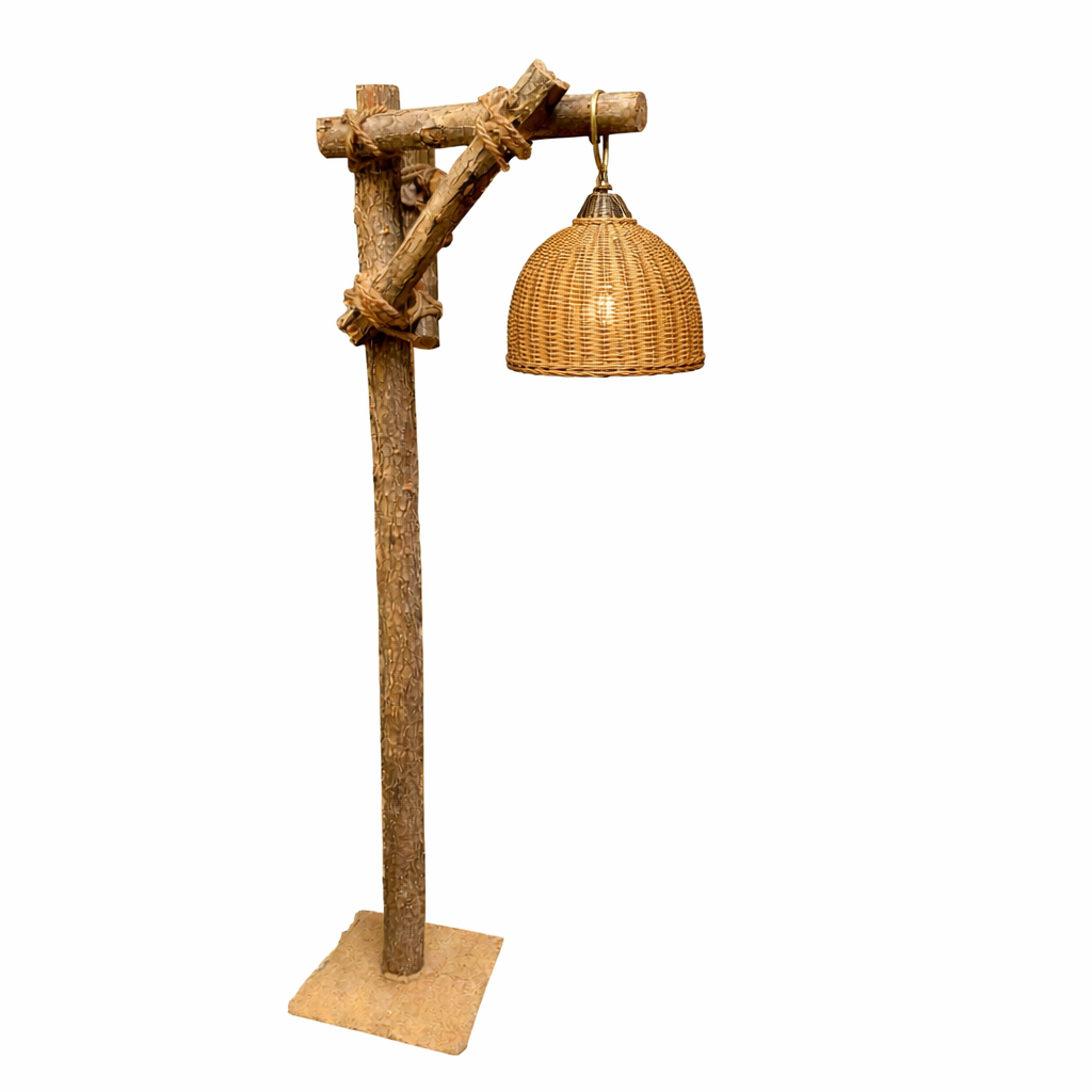 supports en bois de lanterne en osier 