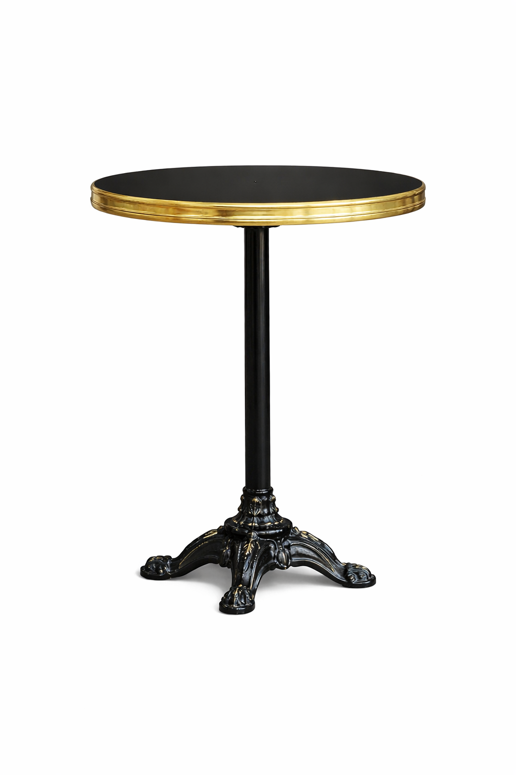 Guéridon noir et doré élégant pour cocktail et décoration événementielle chic.