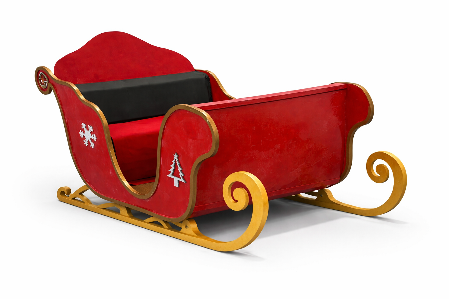Traîneau de Noël décoratif rouge sans rennes événementiel