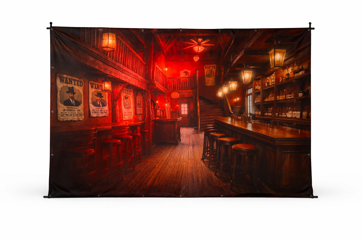 Toile tendue western décor saloon far west événementiel