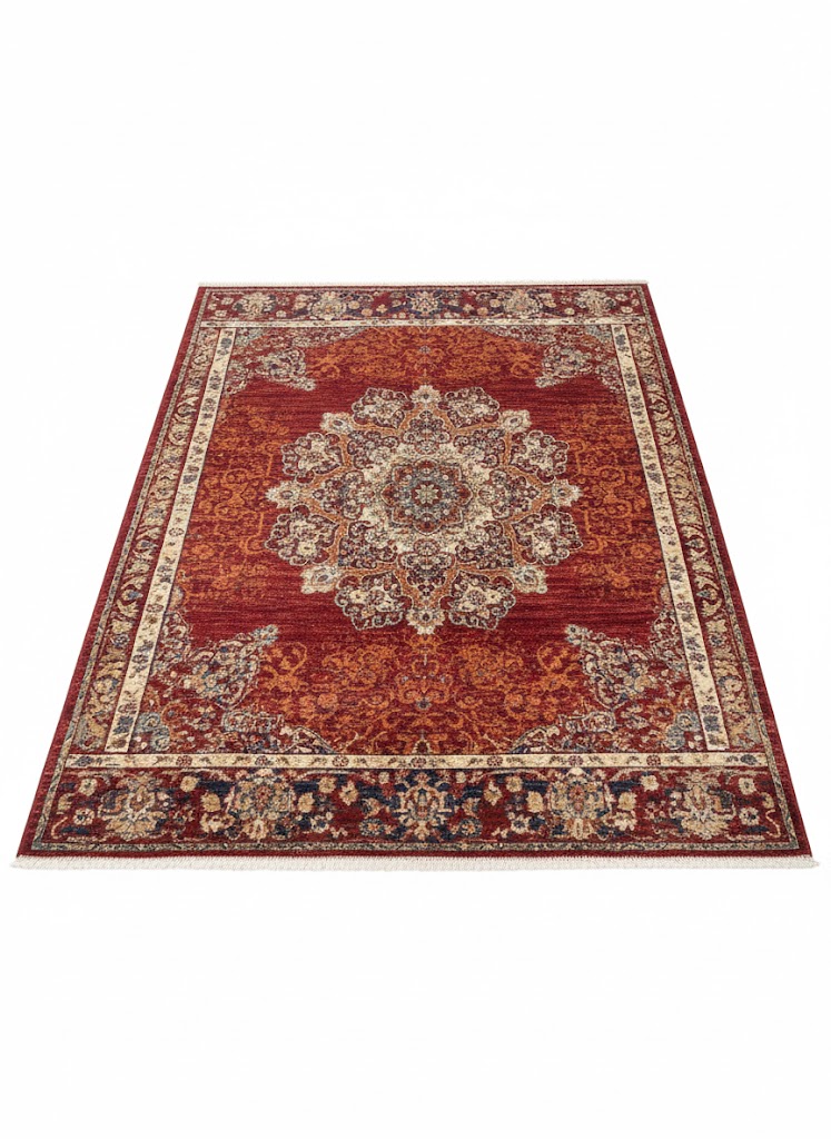 Tapis oriental rouge à motifs pour décoration bohème gypsy événementielle