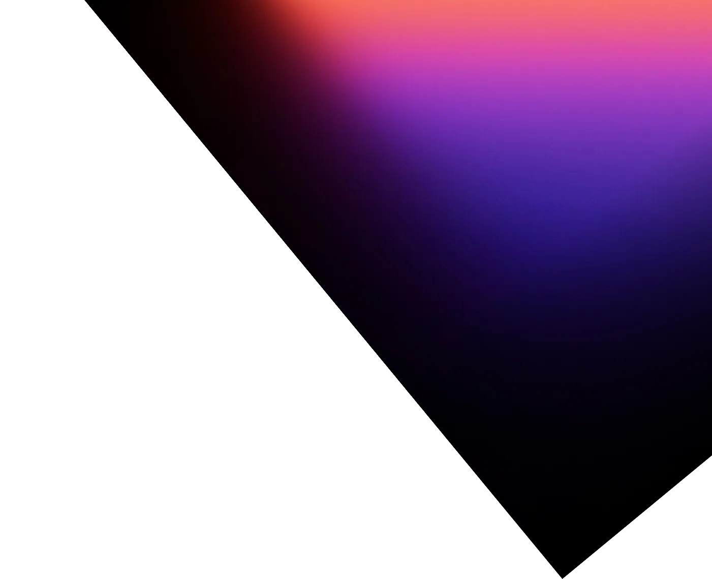 Gradient background blending black with shades of purple, blue, and orange in the top right corner.