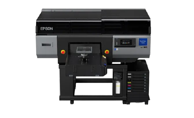 Epson SureColor F10070 large-format professional printer with ink cartridges visible on the right side.
