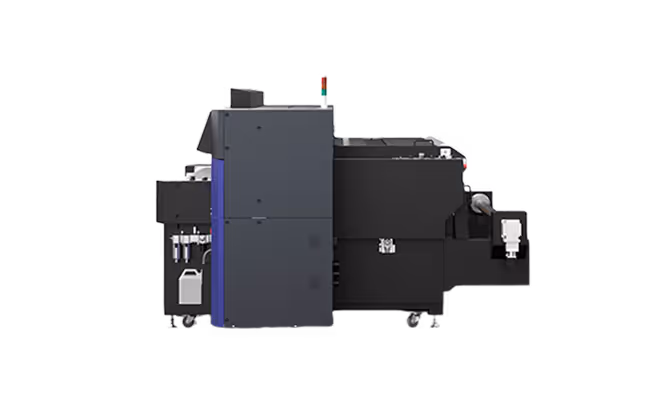 Large industrial digital printer with a gray and black body, designed for high-volume printing.