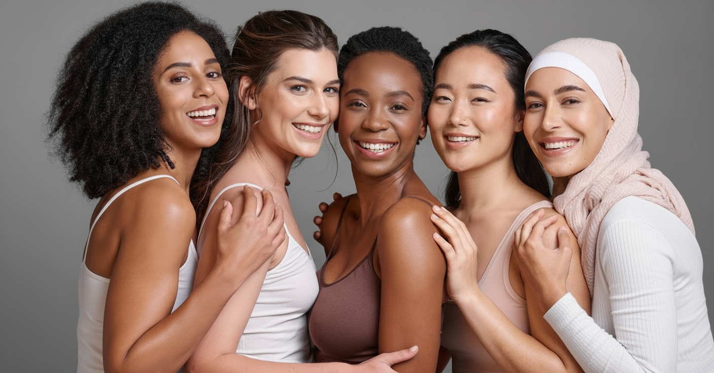 A group of women standing next to each other.