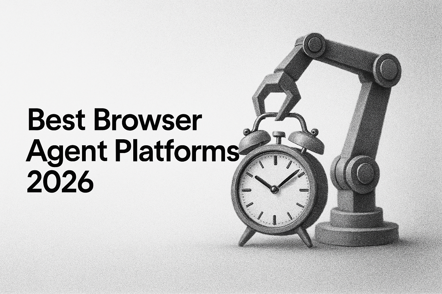 Best Browser Agent Platforms 2026 – Anchor blog cover with a robotic arm holding an alarm clock