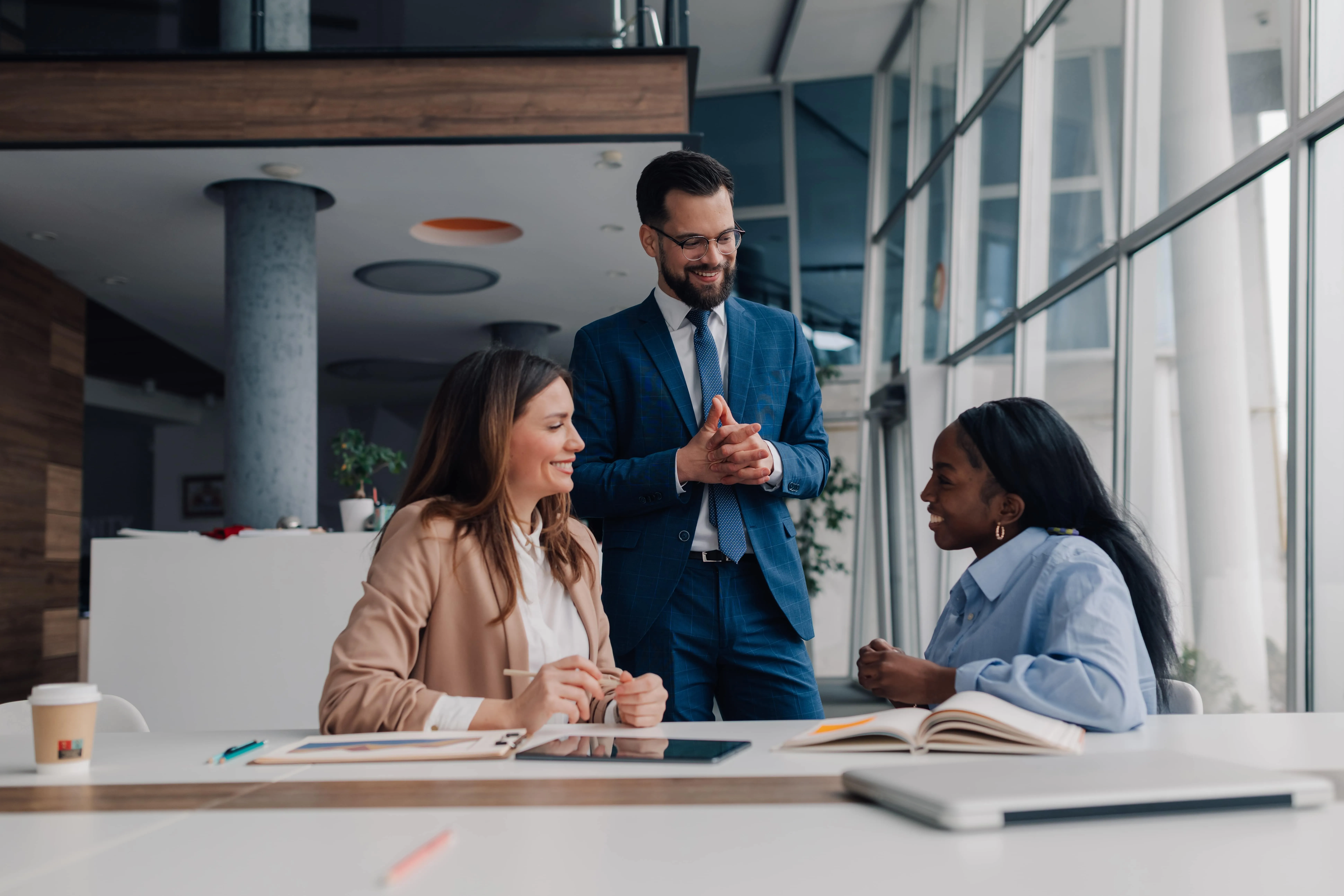 a conversation between 3 co-workers