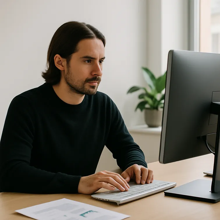 A man working on the PC