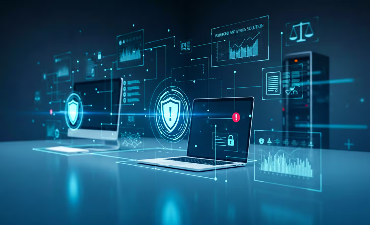 Managed antivirus solutions providing real-time protection and monitoring for business systems