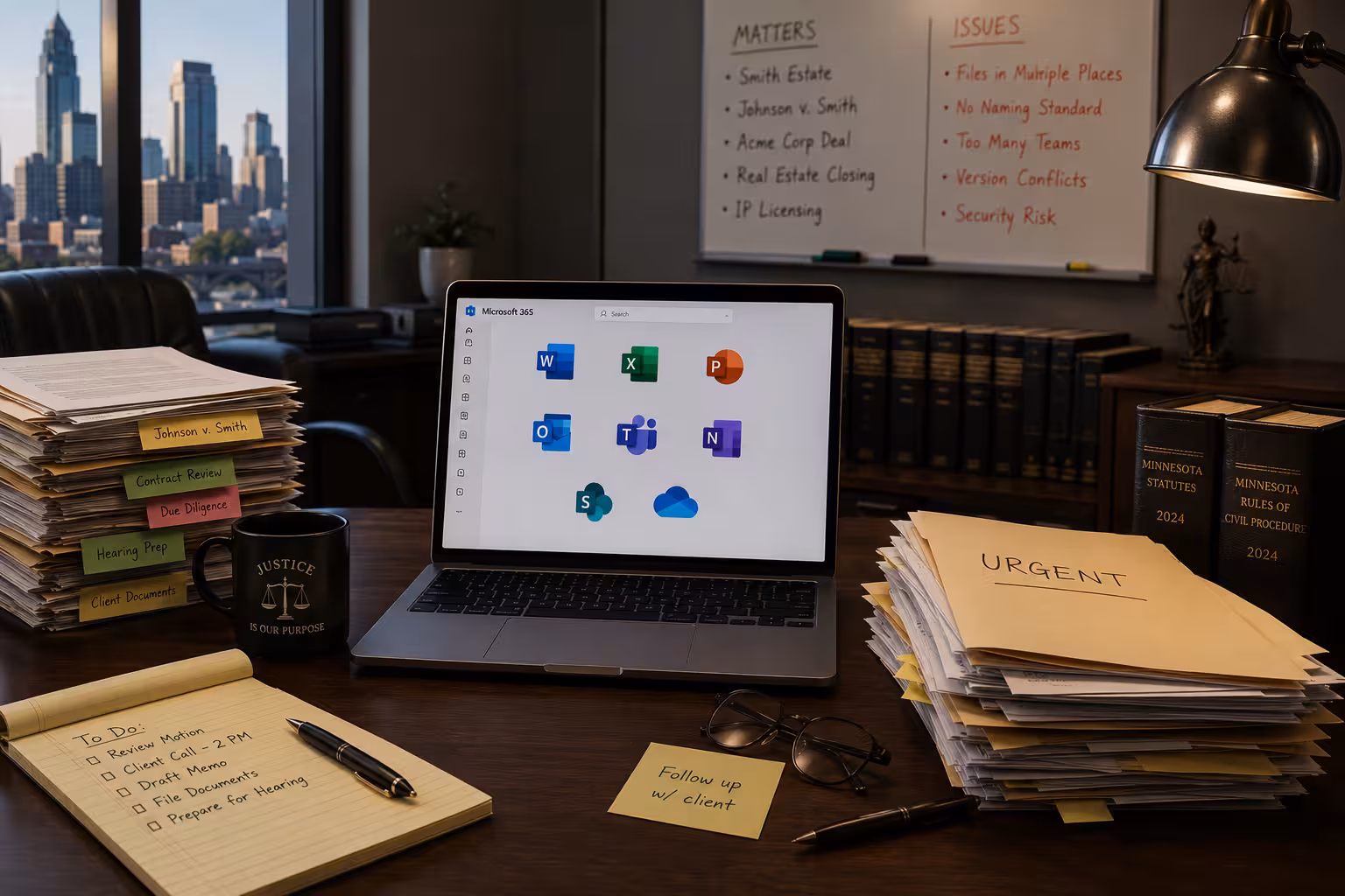 Law firm using Microsoft 365 without standardized processes for document and case management